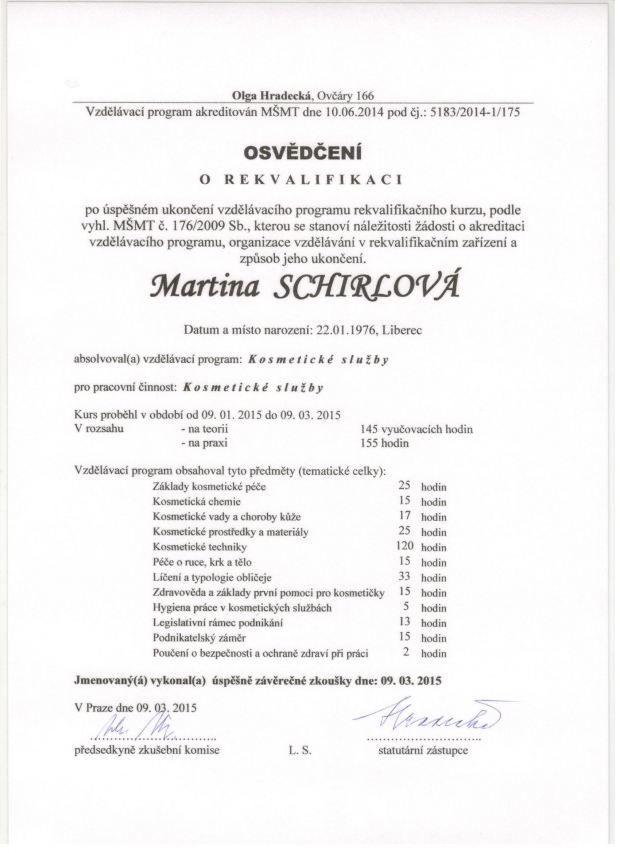 Osvědčen&iacute; o rekvalifikaci