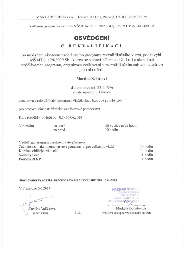 Osvědčen&iacute; o rekvalifikaci